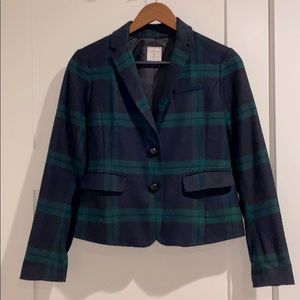 GAP The Academy Blazer, Navy Blue / Green Plaid